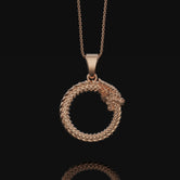 Silver Ouroboros Necklace Rose Gold Finish