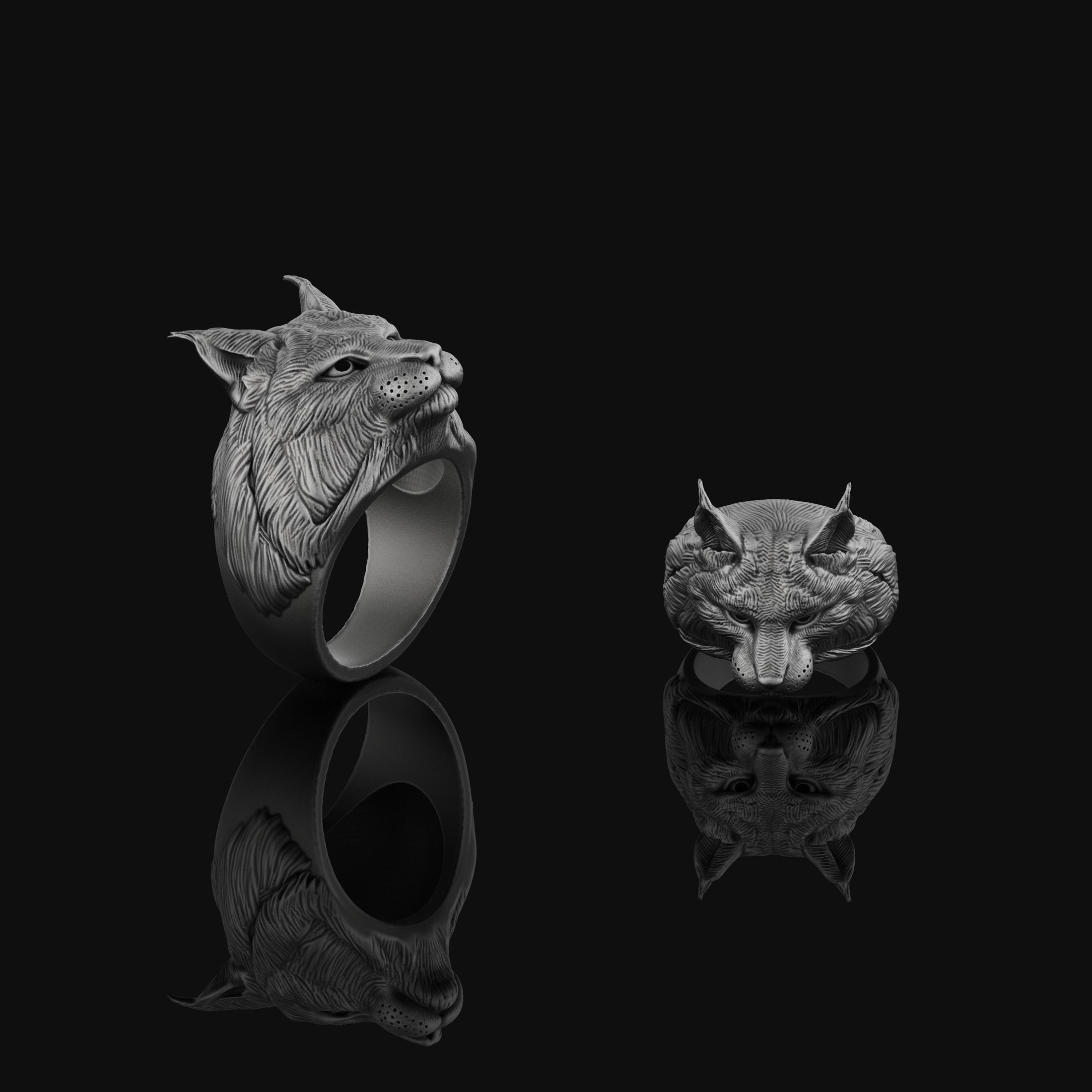 Lynx Silver Ring, Oxidized Finish