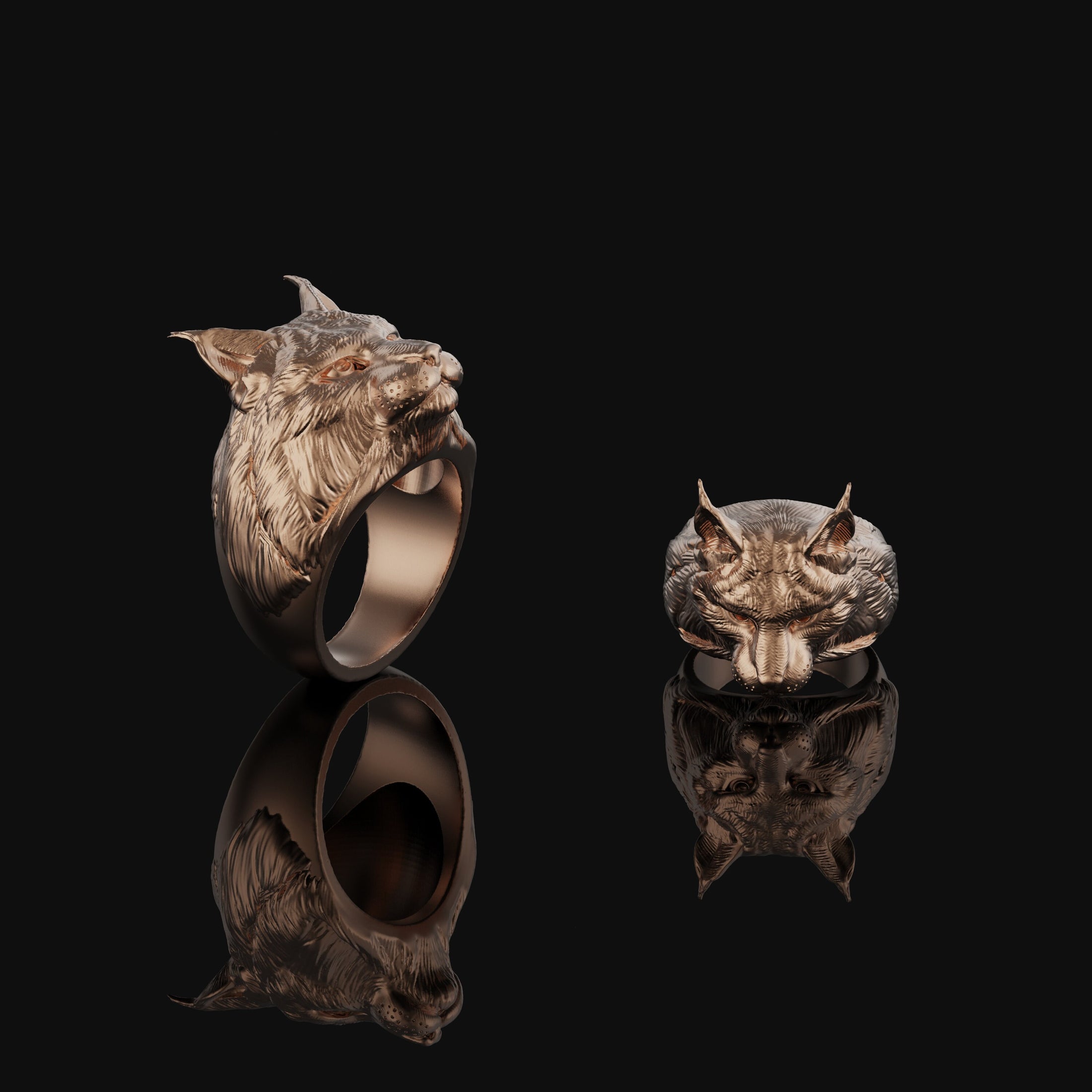 Lynx Silver Ring, Rose Gold Finish