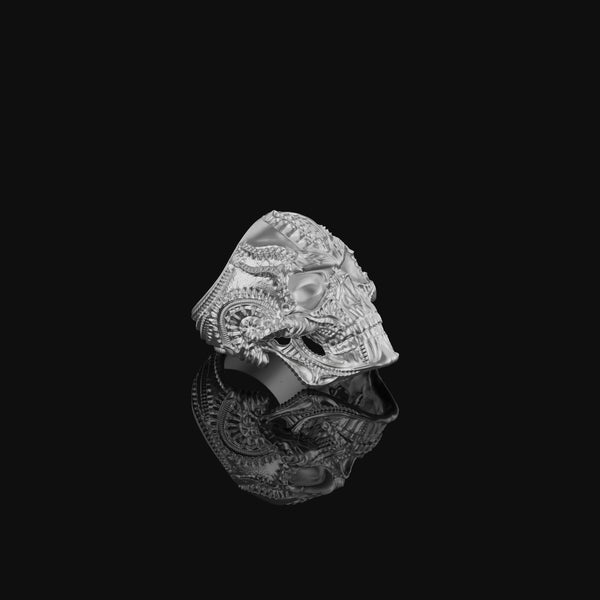 Biomechanical Skull Ring Polished Finish