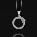 Load image into Gallery viewer, Silver Ouroboros Necklace Polished Finish
