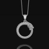 Silver Ouroboros Necklace Polished Finish