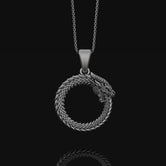 Silver Ouroboros Necklace Oxidized Finish