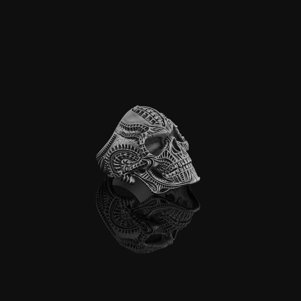 Biomechanical Skull Ring Oxidized Finish