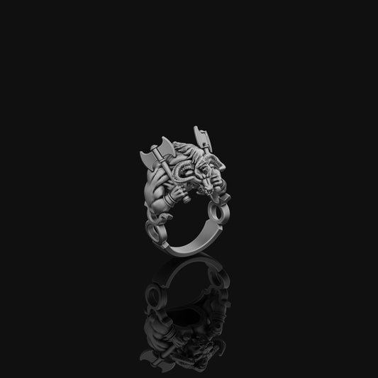 Minotaur Ring, Sterling