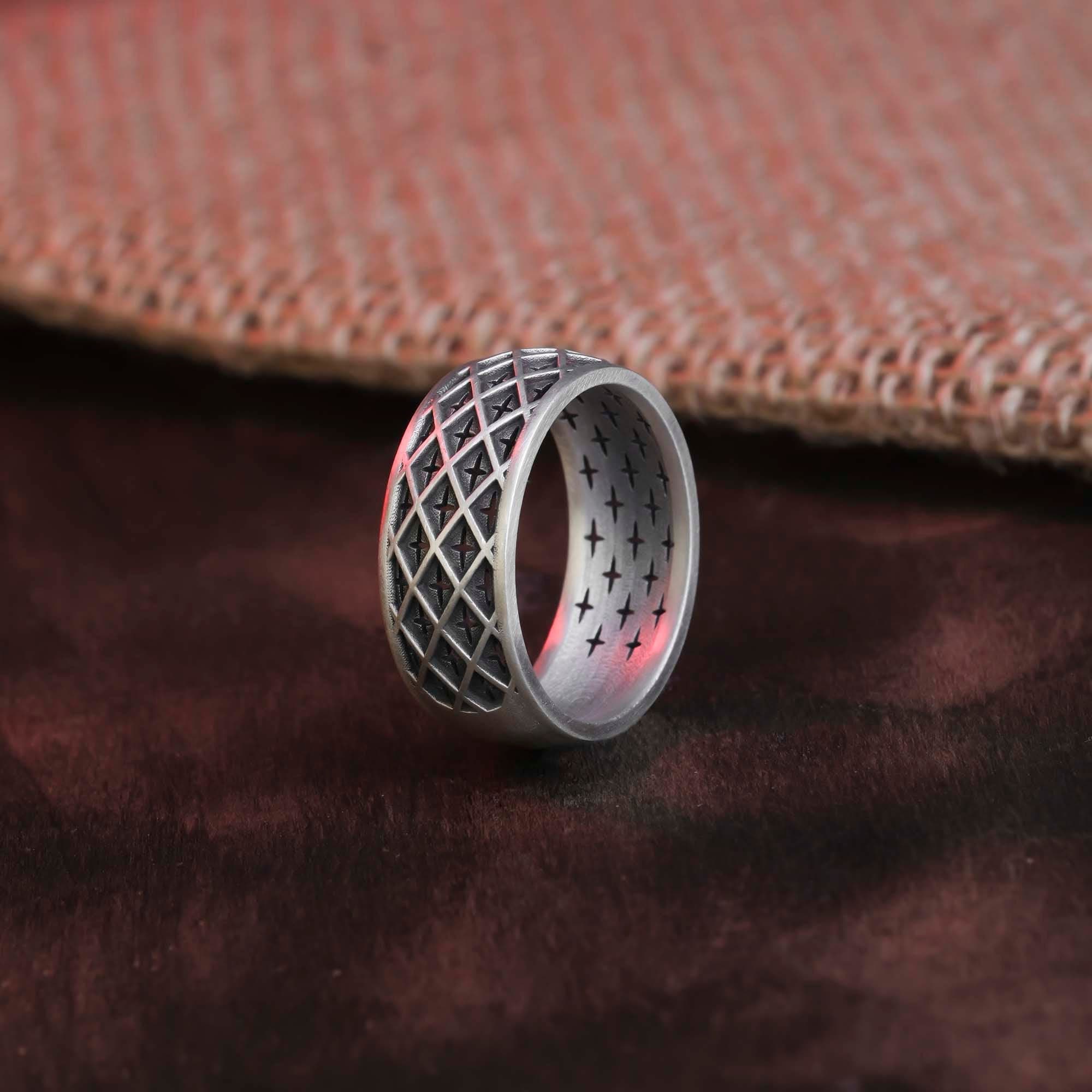 Medieval Pattern Band Oxidized Finish