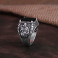 Load image into Gallery viewer, St Joseph Ring, Patron Saint Ring, Cushion Gemstone Ring, Onyx Stone Jewelry, Lapis Lazuli Ring, Tiger's Eye Accessory, Red Garnet Adornment
