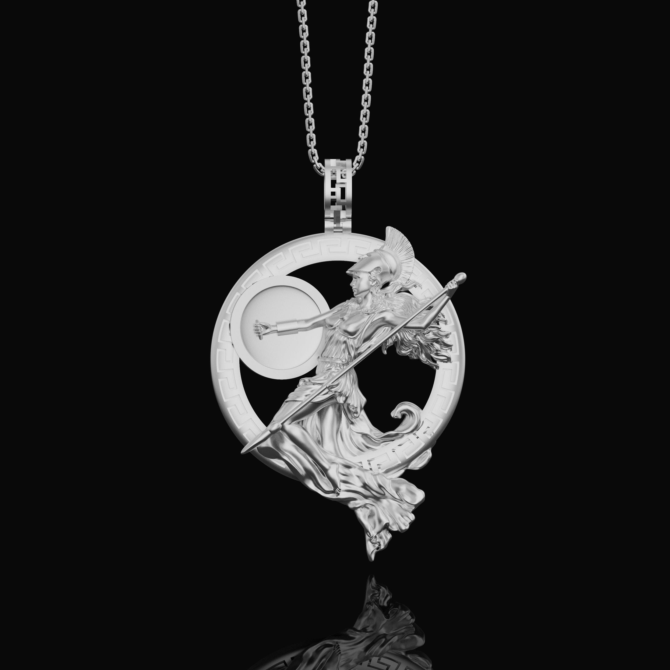Goddess Athena Sterling Silver Men Charm Necklace Polished Finish