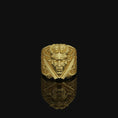 Load image into Gallery viewer, Oni Demon Ring, Silver Demon, Oriental Ring, Mythical Ring, Unique Japanese, Oni Inspired, Demon Motif, Eastern Mythology Gold Finish
