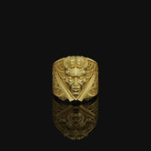 Oni Demon Ring, Silver Demon, Oriental Ring, Mythical Ring, Unique Japanese, Oni Inspired, Demon Motif, Eastern Mythology Gold Finish