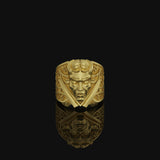 Oni Demon Ring, Silver Demon, Oriental Ring, Mythical Ring, Unique Japanese, Oni Inspired, Demon Motif, Eastern Mythology Gold Finish