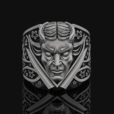 Oni Demon Ring, Silver Demon, Oriental Ring, Mythical Ring, Unique Japanese, Oni Inspired, Demon Motif, Eastern Mythology Oxidized Finish