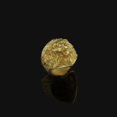 Lion Band Ring, Silver Lion Ring, Courage Symbol Ring, King of Jungle, Lion Jewelry, Animal Theme Ring, Gift for him Gold Finish