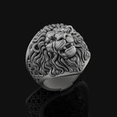 Lion Band Ring, Silver Lion Ring, Courage Symbol Ring, King of Jungle, Lion Jewelry, Animal Theme Ring, Gift for him Oxidized Finish