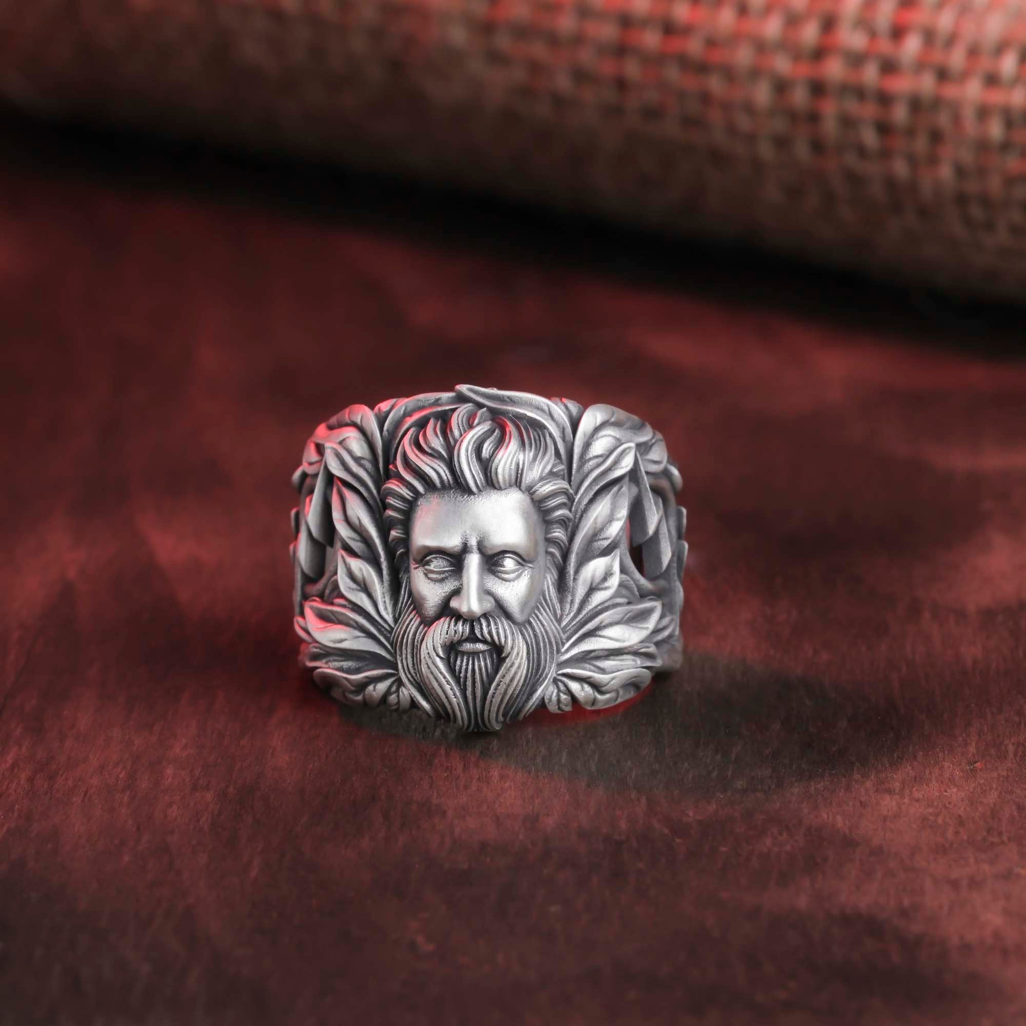 Zeus God And Lightning Signet Ring for Men