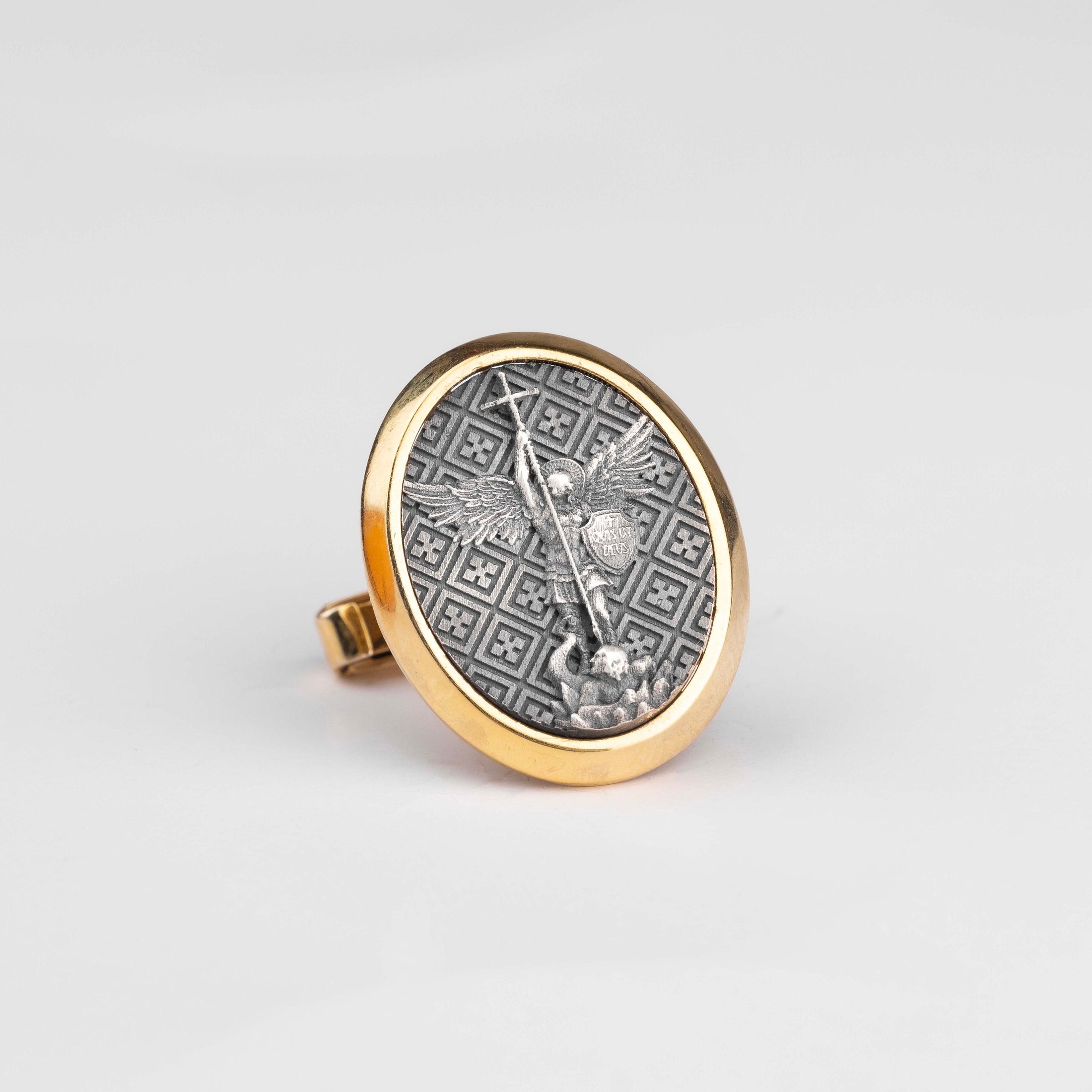 Saint Archangel Michael Religious Cufflinks, Guardian Angel Medal, Christian Jewelry, Memorial, Engraved Cufflinks, Catholic Cufflinks