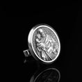 Load image into Gallery viewer, Saint Joseph Engraved Christian Cufflinks Jewelry, Groomsman Gift, Catholic Saint, Religious Cufflinks, Memorial Gift Polished Frame
