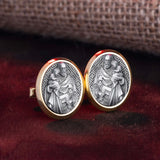 Saint Joseph Engraved Christian Cufflinks Jewelry, Groomsman Gift, Catholic Saint, Religious Cufflinks, Memorial Gift