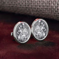 Load image into Gallery viewer, Saint Joseph Engraved Christian Cufflinks Jewelry, Groomsman Gift, Catholic Saint, Religious Cufflinks, Memorial Gift
