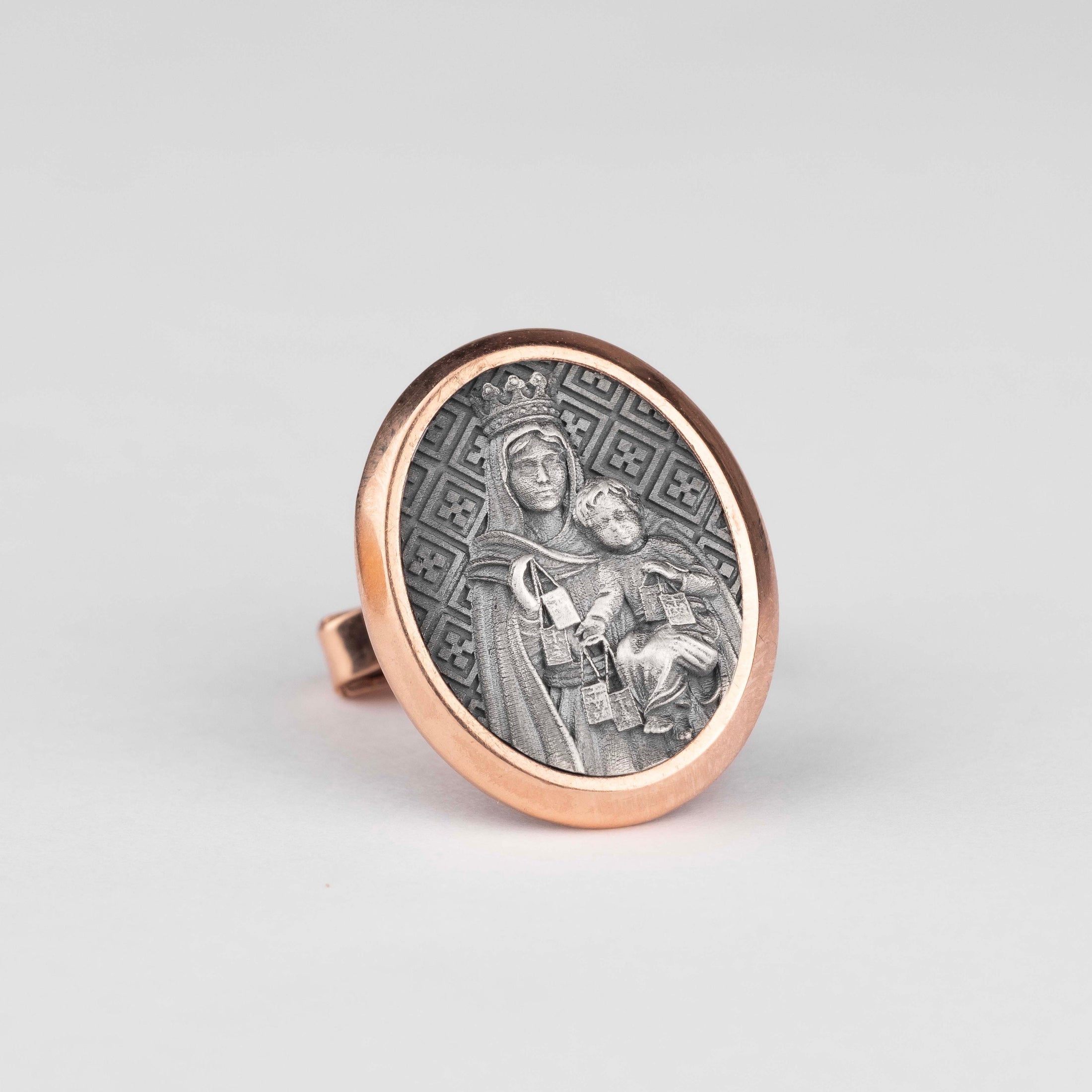 Miraculous Medal Religious Cufflinks Rose Gold Frame