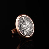Saint Joseph Engraved Christian Cufflinks Jewelry, Groomsman Gift, Catholic Saint, Religious Cufflinks, Memorial Gift Rose Gold Frame