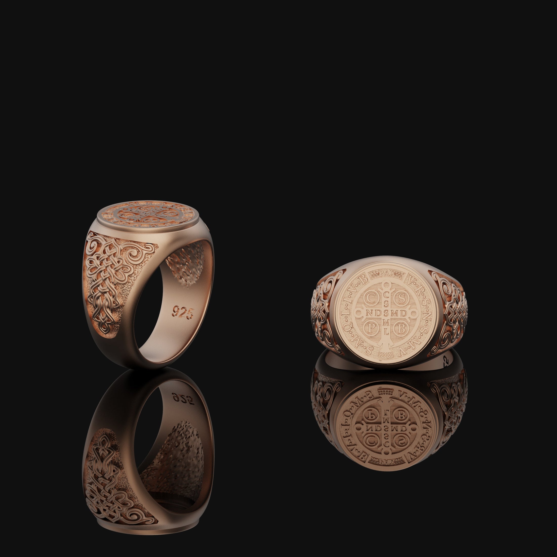 Saint Benedict Ring Rose Gold Finish