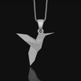 Load image into Gallery viewer, Origami Humming Bird Necklace, Cute Hummingbird Jewelry, Bird Necklace, Hummingbird Pendant Charm, Hummingbird Gift Polished Matte
