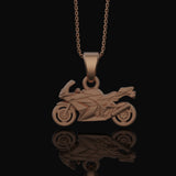 Motorcycle, Pendant, Biker, Jewelry, Men's Accessory, Engine, Rider, Motorcycle Charm, Road, Engine Jewelry, Rider Charm Pendant Rose Gold Matte
