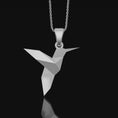 Load image into Gallery viewer, Origami Humming Bird Necklace, Cute Hummingbird Jewelry, Bird Necklace, Hummingbird Pendant Charm, Hummingbird Gift Polished Finish
