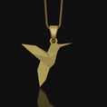 Load image into Gallery viewer, Origami Humming Bird Necklace, Cute Hummingbird Jewelry, Bird Necklace, Hummingbird Pendant Charm, Hummingbird Gift Gold Matte
