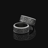Rotating Celtic Knot Ring, Spinning Wedding Band, Viking Inspired, Personalized Customizable Design Oxidized Finish