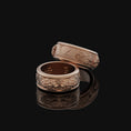 Bild in Galerie-Betrachter laden, Rotating Wedding Band Ring, Two Lions Roaring Design, Engravable Inside, Unique Symbol of Strength
