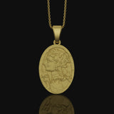 Persephone Pomegranate Pendant, Greek Goddess Mythology, Goddess Necklace, Mother's Day Gift, Book Page Jewelry Gold Matte