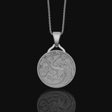 Dragon Crest Pendant Necklace, Coat Of Arms, Crest Of Dragons, Fantasy Necklace, Medieval Knight Pendant, Dungeons And Dragons Polished Matte