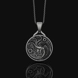 Dragon Crest Pendant Necklace, Coat Of Arms, Crest Of Dragons, Fantasy Necklace, Medieval Knight Pendant, Dungeons And Dragons Oxidized Finish