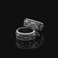 Bild in Galerie-Betrachter laden, Spinning Elephant Wedding Band Ring, Rotating Majestic Design, Engravable Inside, Symbol of Strength & Loyalty Oxidized Finish
