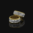 Load image into Gallery viewer, Spinning Michelangelo's Moses Wedding Band, Renaissance Inspired, Engravable Inside, Symbol of Artistic Mastery
