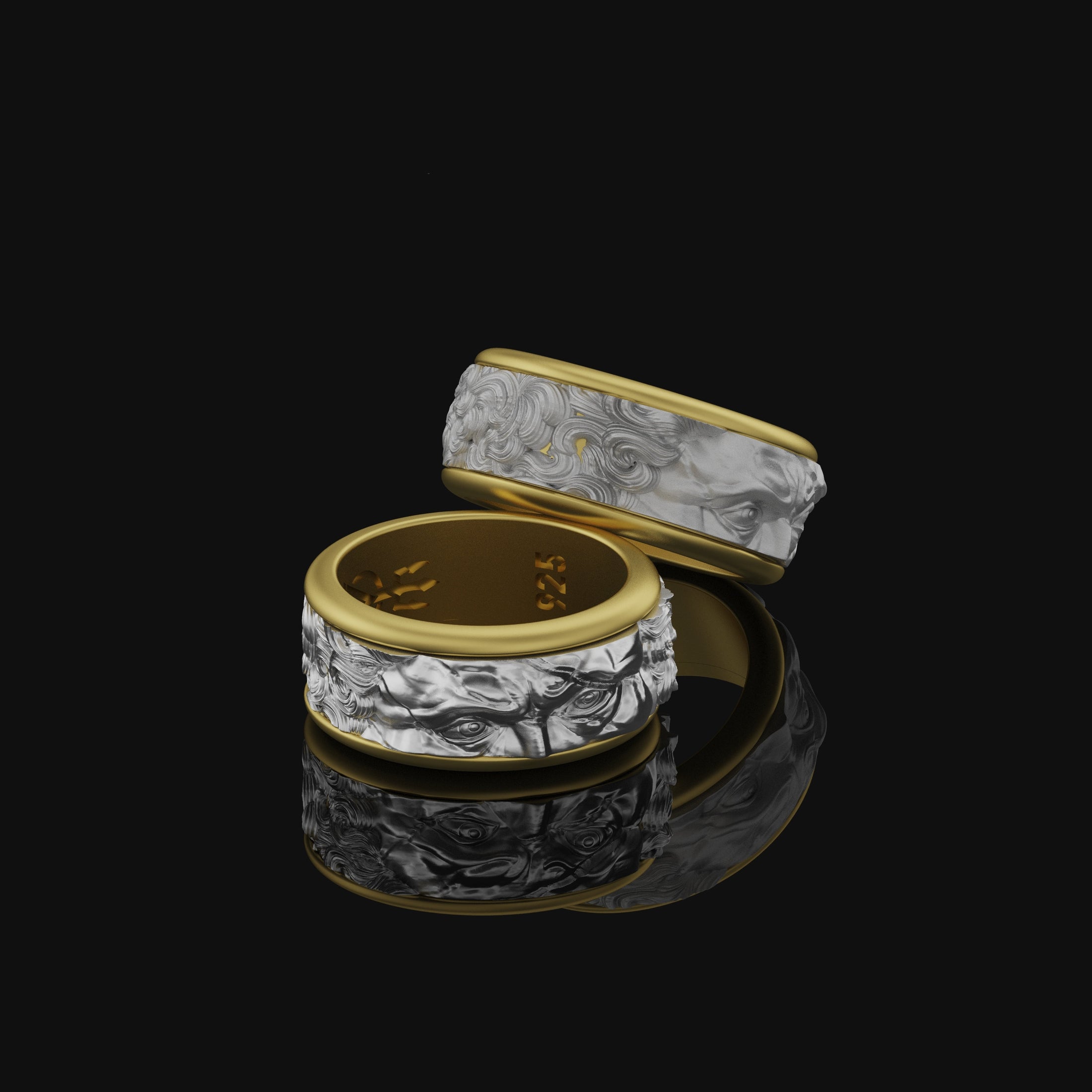 Spinning Michelangelo's Moses Wedding Band, Renaissance Inspired, Engravable Inside, Symbol of Artistic Mastery