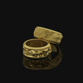 Load image into Gallery viewer, Spinning Michelangelo's Moses Wedding Band, Renaissance Inspired, Engravable Inside, Symbol of Artistic Mastery
