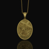 Silver Jesus Necklace with Cross & Crown of Thorns, Religious Pendant, Christian Christmas Gift Gold Matte