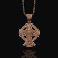 Bild in Galerie-Betrachter laden, Two-Sided Cross Necklace: Saint Michael Front, Jesus Crucifix Back, Dual Faith Symbol, Christian Jewelry Rose Gold Finish

