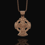 Two-Sided Cross Necklace: Saint Michael Front, Jesus Crucifix Back, Dual Faith Symbol, Christian Jewelry Rose Gold Finish