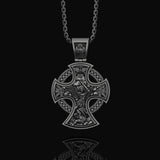 Two-Sided Cross Necklace: Saint Michael Front, Jesus Crucifix Back, Dual Faith Symbol, Christian Jewelry Oxidized Finish