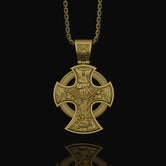 Two-Sided Cross Necklace: Saint Michael Front, Jesus Crucifix Back, Dual Faith Symbol, Christian Jewelry Gold Finish