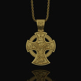 Two-Sided Cross Necklace: Saint Michael Front, Jesus Crucifix Back, Dual Faith Symbol, Christian Jewelry Gold Finish