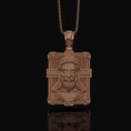 Bild in Galerie-Betrachter laden, Two-Sided Cross Necklace: Saint Michael Front, Jesus Crucifix Back, Dual Faith Symbol, Christian Jewelry Rose Gold Matte
