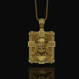 Two-Sided Cross Necklace: Saint Michael Front, Jesus Crucifix Back, Dual Faith Symbol, Christian Jewelry Gold Finish
