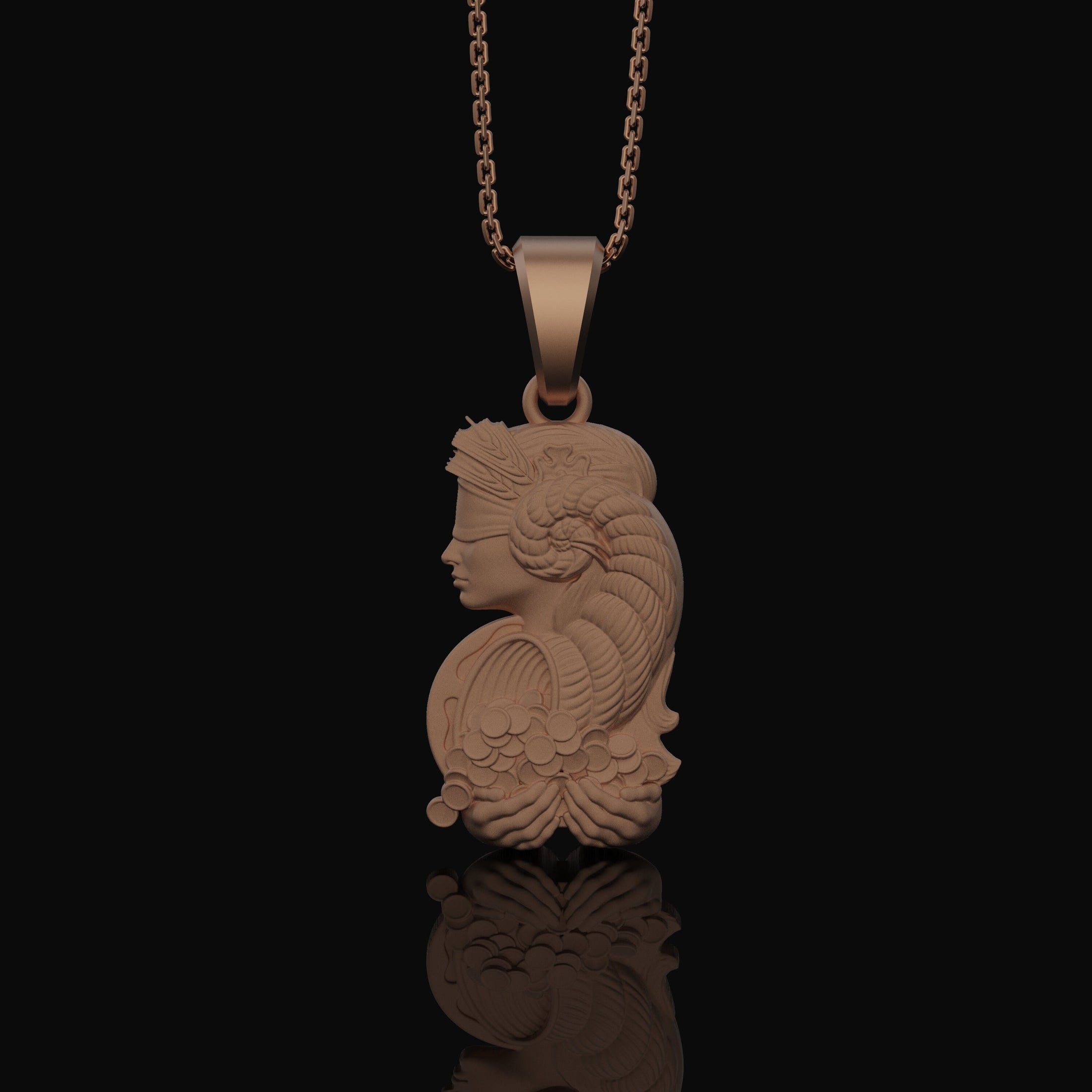 Roman Luck Goddess Pendant Rose Gold Matte