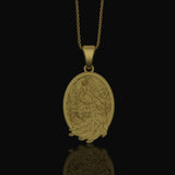 Silver Peacock Pendant Necklace, Bird of Juno Symbol, Elegant Peafowl Design, Unique Ornate Jewelry Gold Matte
