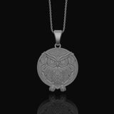 Elegant Silver Owl Necklace, Symbol of Wisdom & Night, Unique Bird Design, Timeless Fashion Accessory Polished Matte